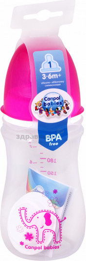Канпол FOR KIDS Canpol anti-colic feeding bottle `Multicolored Animals` 240ml #4286